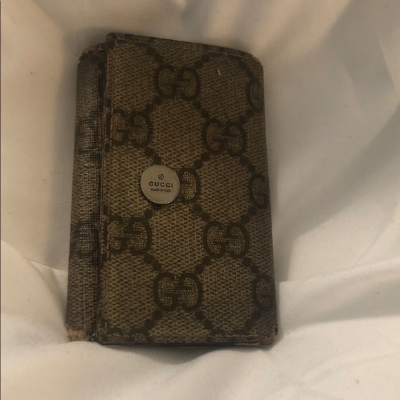 Gucci Beige and Brown Monogram Card Holder